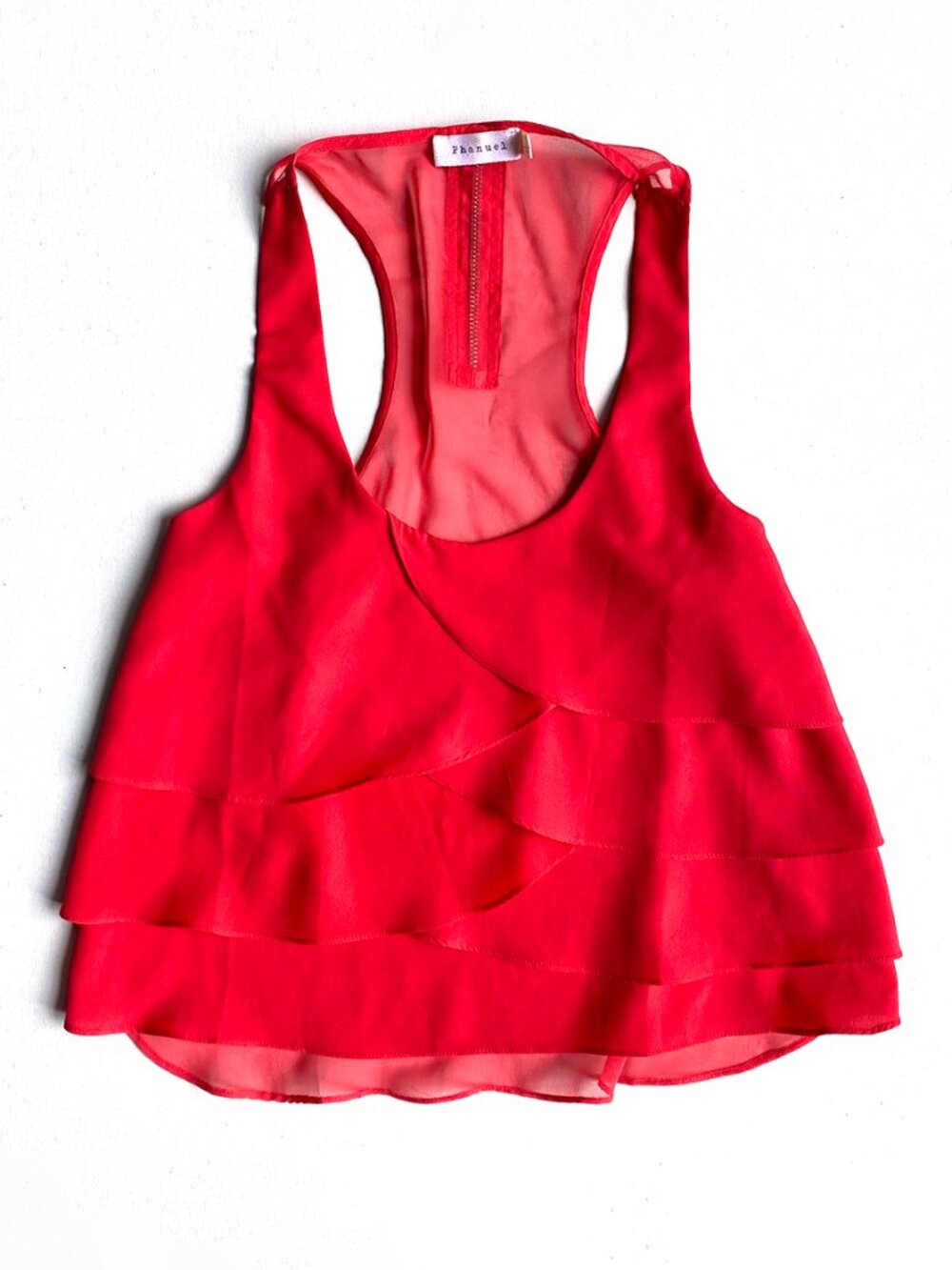 Phanuel Red Scalloped Top